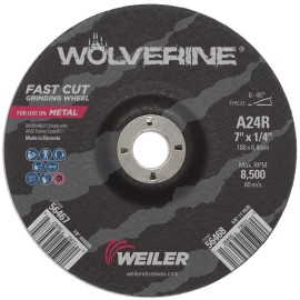 Disco de Desbaste de Óxido de Aluminio Blanco, tipo 27, diámetro de 7 pulg, espesor de 1/4 pulg, barreno de 7/8 pulg
