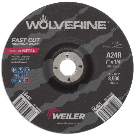 Disco de Desbaste de Óxido de Aluminio Blanco, tipo 27, diámetro de 7 pulg, espesor de 1/4 pulg, barreno de 7/8 pulg