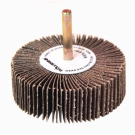 Rueda flap con vástago de Óxido de aluminio, diam.3 pulg, espesor 1 pulg, barreno de 1/4 pulg, grano 120