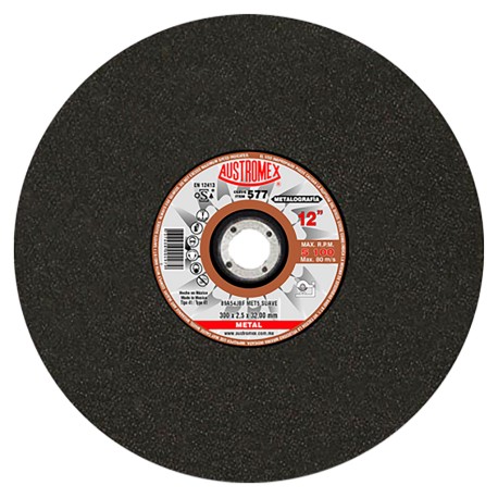 Disco de corte,  tipo  41, medidas 12 pulg X 3/32 pulg X 1-1/4 pulg