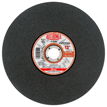 Disco de corte,  tipo  41, medidas 12 pulg X 3/32 pulg X 1-1/4 pulg
