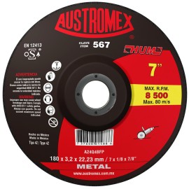 Disco de corte,  tipo  42, medidas 7 pulg X 1/8 pulg X 7/8 pulg