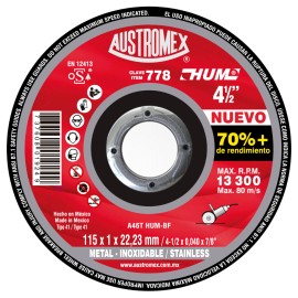 Disco de corte,  tipo  41, medidas 4-1/2 pulg X 0.040 pulg  X 7/8 pulg