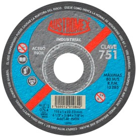 Disco de corte,  tipo  41, medidas 4-1/2 pulg X  3/64 pulg X 7/8 pulg