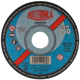 Disco de corte,  tipo  41, medidas 4-1/2 pulg X  3/64 pulg X 7/8 pulg