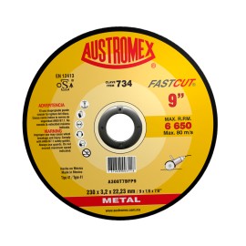 Disco de corte,  tipo  41, medidas 9 pulg X 1/8 pulg X 7/8 pulg