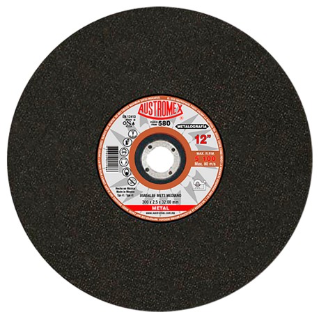 Disco de corte,  tipo  41, medidas 12 pulg X 3/32 pulg X 1-1/4 pulg