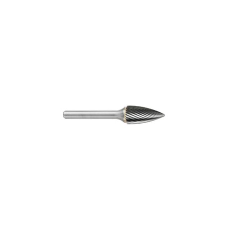 Lima Rotativa SG-43M, diam. de 3 mm X 10 mm de longitud,  X 3 mm de diam. de zanco y 38 mm de largo total, corte , Sin recubrim