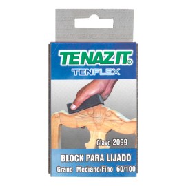 Block abrasivo Tenflex®, medidas 4 pulg X 2-3/4 pulg X 1 pulg, grano Mediano 60 / Fino 100, color azul