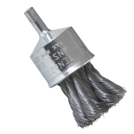 Cepillo de copa con vástago de 7/8 X 1/4 pulg, cerda de Alambre Trenzado, calibre 0.014 pulg