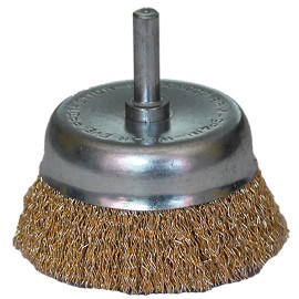 Cepillo de copa con vástago de 3 pulg X 1/4 pulg, cerda de Alambre ondulado, calibre 0.012 pulg