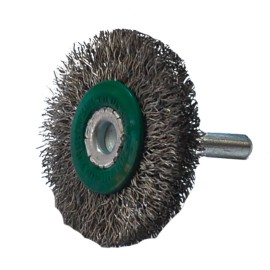 Cepillo circular con vástago de 2 pulg X 1/4 pulg, cerda de Alambre ondulado, calibre 0.012 pulg