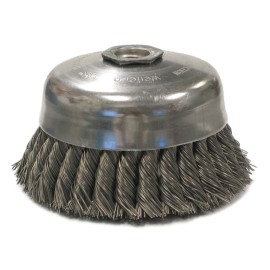 Cepillo de copa, diámetro 5 pulg, barreno 5/8 pulg, Alambre Trenzado, calibre 0.014 pulg, longitud 1-3/8 pulg