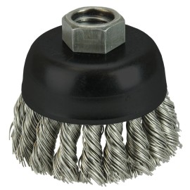 Cepillo de copa, diámetro 2-3/4 pulg, barreno 5/8 pulg, Alambre Trenzado, calibre 0.020 pulg, longitud 1 pulg