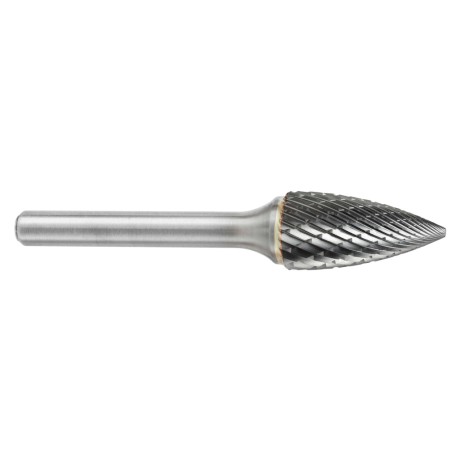 Lima Rotativa SG-43M, diam. de 3 mm X 10 mm de longitud,  X 3 mm de diam. de zanco y 38 mm de largo total, corte , Sin recubrim