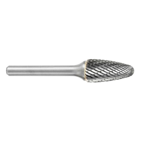 Lima Rotativa SF-1M, diam. de 6 mm X 12.7 mm de longitud,  X 6 mm de diam. de zanco y 163 mm de largo total, corte , Sin recubr