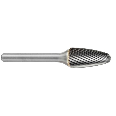 Lima Rotativa SF-1M, diam. de 6 mm X 12.7 mm de longitud,  X 6 mm de diam. de zanco y 163 mm de largo total, corte , Sin recubr