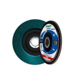 Disco Laminado de Zirconio, Diam. 4-1/2pulg, barreno 7/8 pulg, grano 40, respaldo Fibra de Vidrio