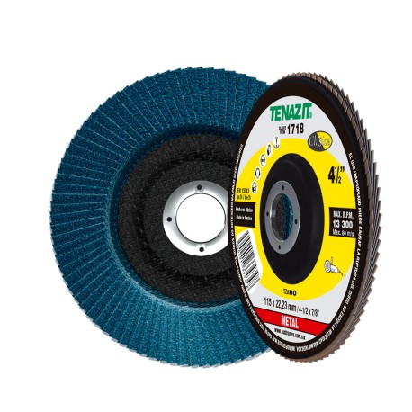 Disco Laminado de Zirconio, Diam. 4-1/2pulg, barreno 7/8 pulg, grano 80, respaldo Fibra de Vidrio