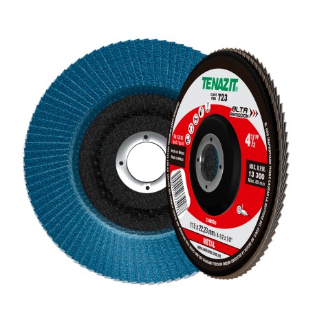 Disco Laminado de Zirconio, Diam. 4-1/2pulg, barreno 7/8 pulg, grano 80, respaldo Fibra de Vidrio